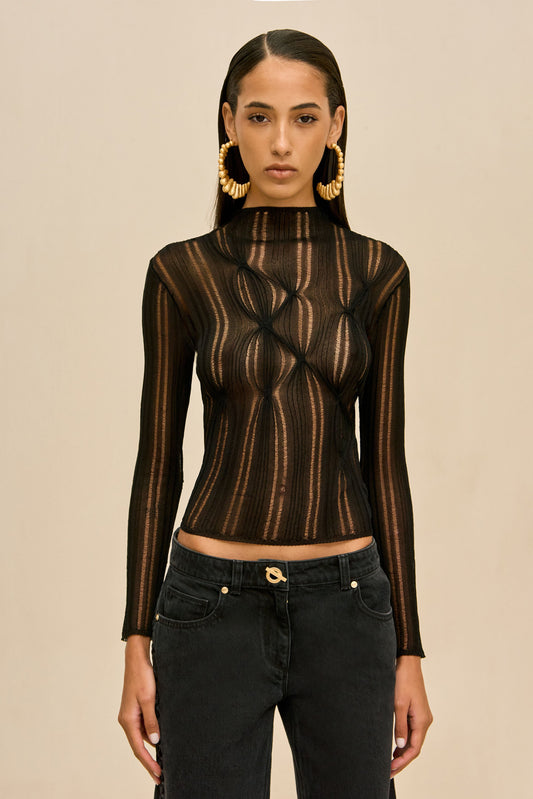 TAI KNIT TOP - BLACK