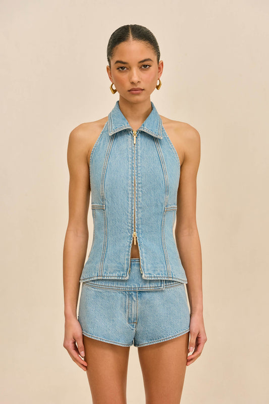 JILL DENIM TOP - VINTAGE BLUE