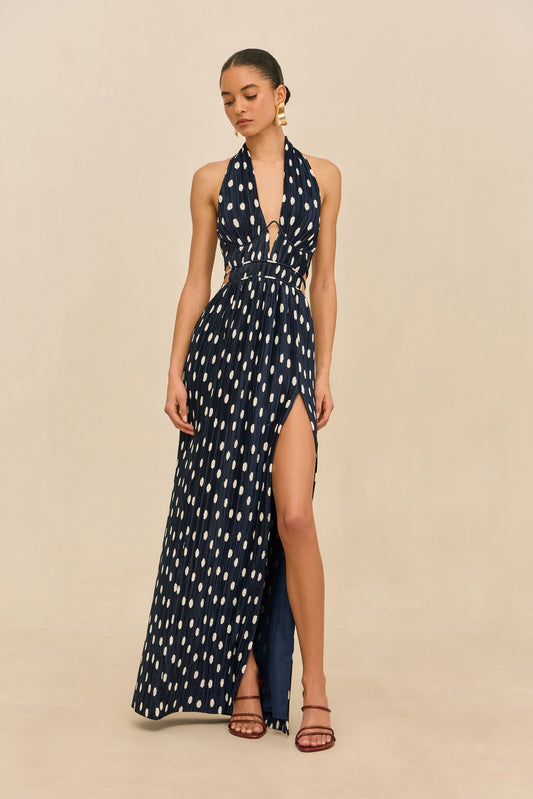 AASHVI GOWN - SMALL DOT DEEP LAKE