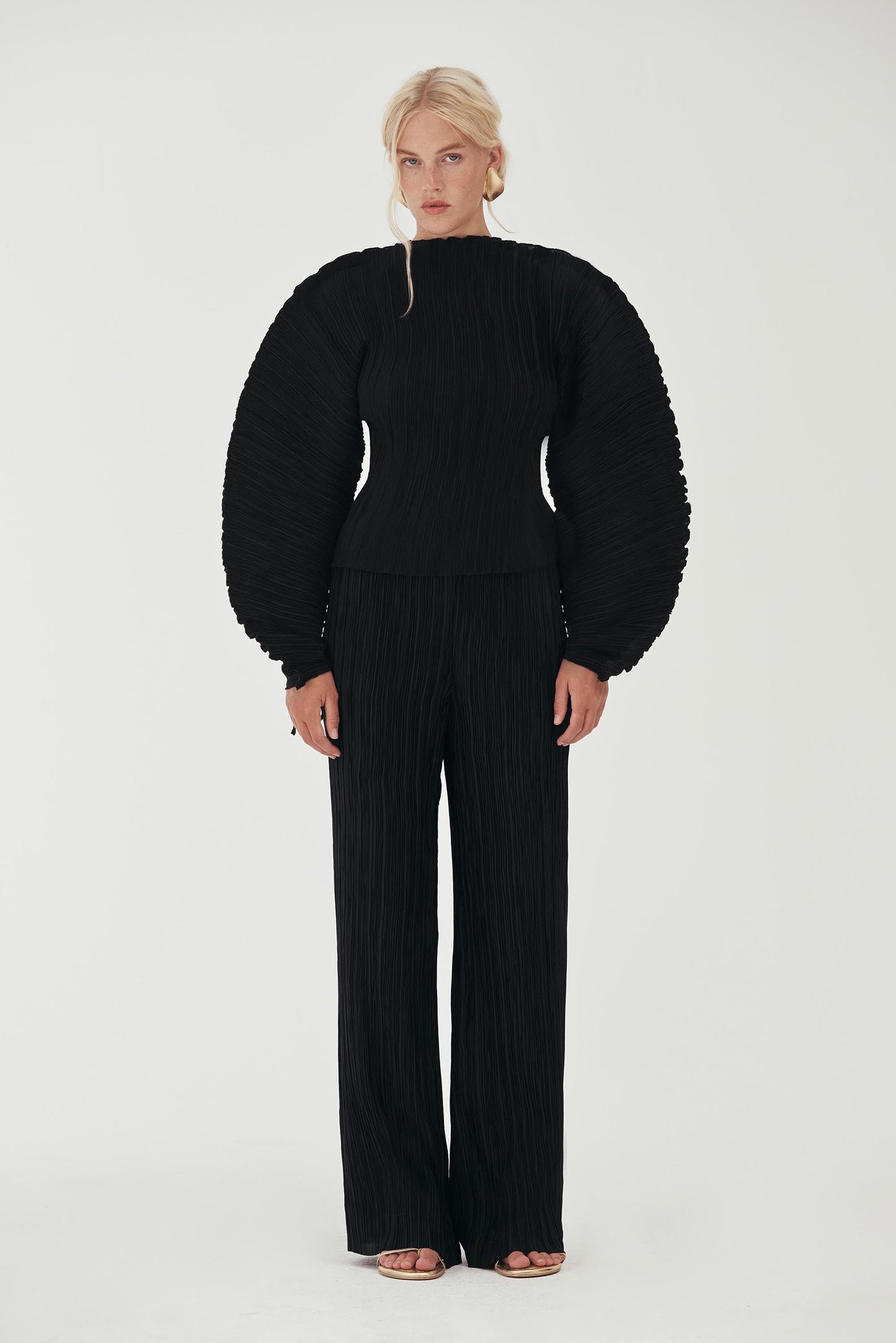 STACIE PANT - BLACK PLISSE