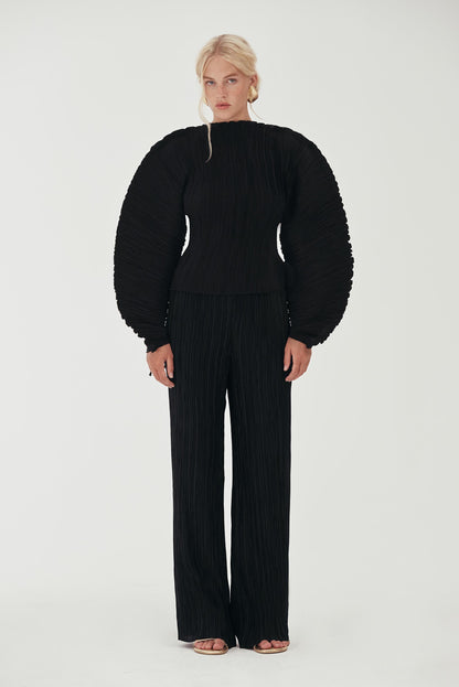 STACIE PANT - BLACK PLISSE