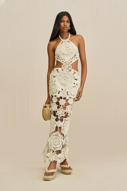 ACCALIA CROCHET GOWN - OFF WHITE