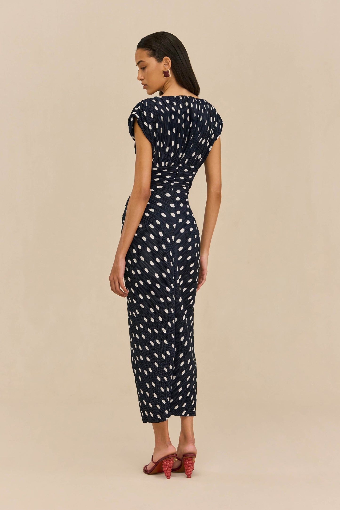 AIRA DRESS - SMALL DOT DEEP LAKE