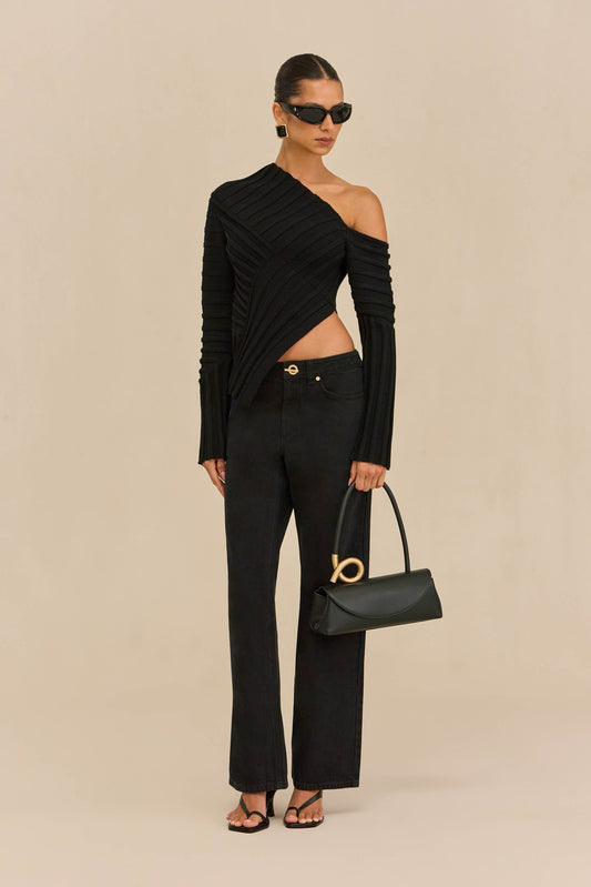 JAIDAN KNIT TOP - BLACK