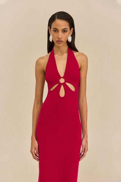 VINNA KNIT DRESS - MERLOT