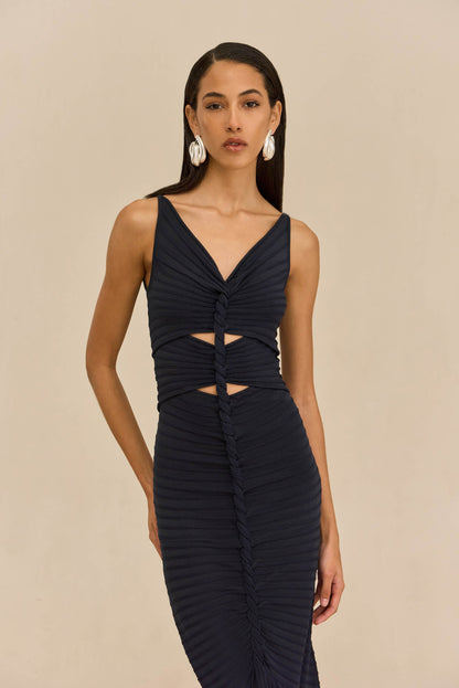 AMATA KNIT DRESS - DEEP LAKE
