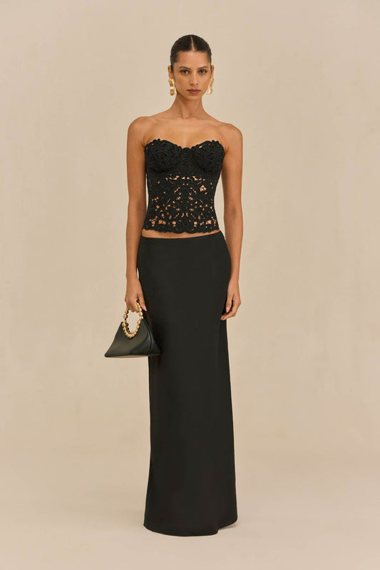 CHANTEL SKIRT - BLACK LINEN