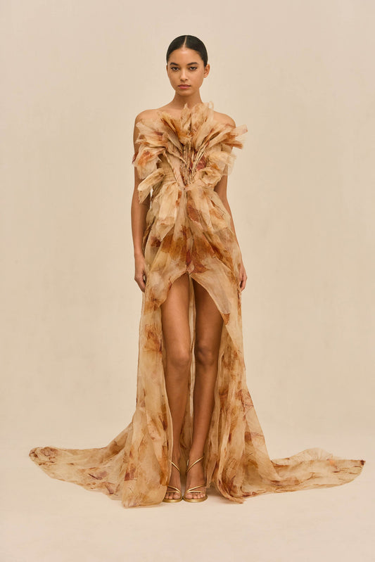 SUZETTE GOWN - FALLING LEAVES PRINT