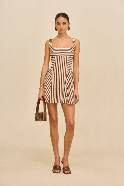 BANKS DRESS - SMALL SADDLE STRIPE