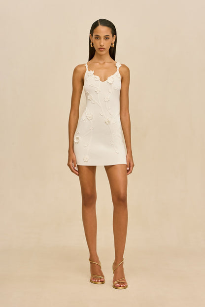 FLORA KNIT DRESS - OFF WHITE