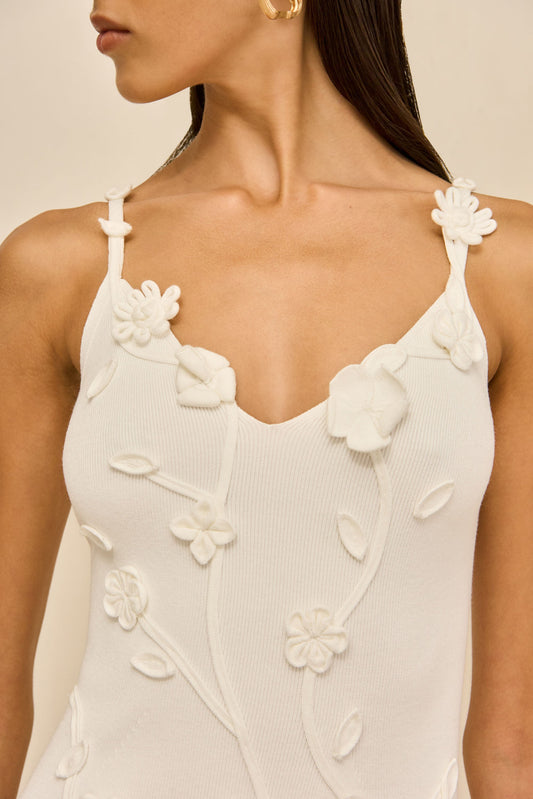 FLORA KNIT DRESS - OFF WHITE