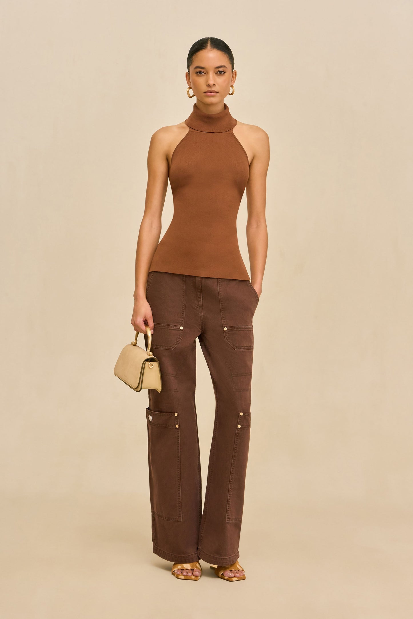 WAKE KNIT TOP - SADDLE