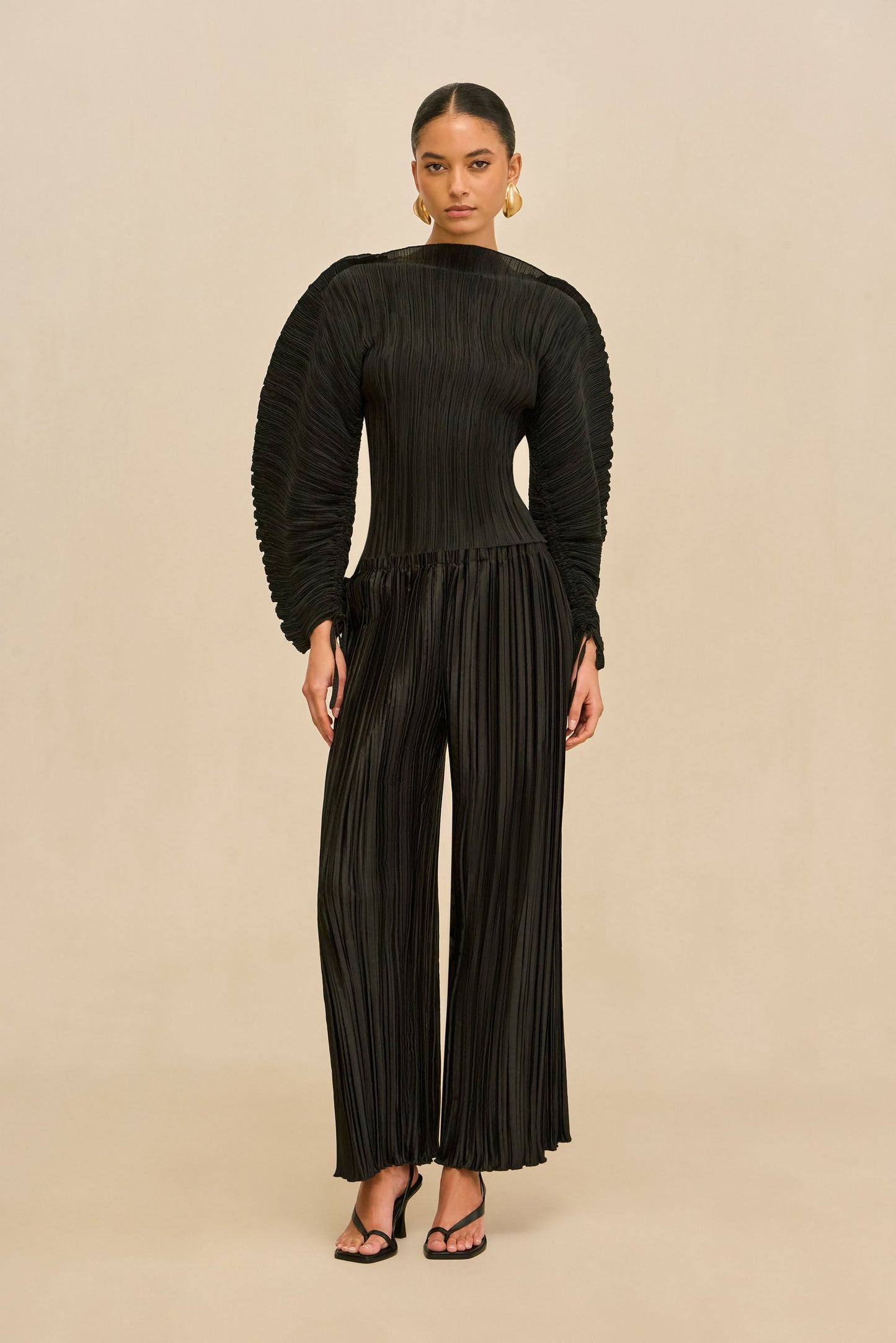 STACIE PANT - BLACK PLISSE