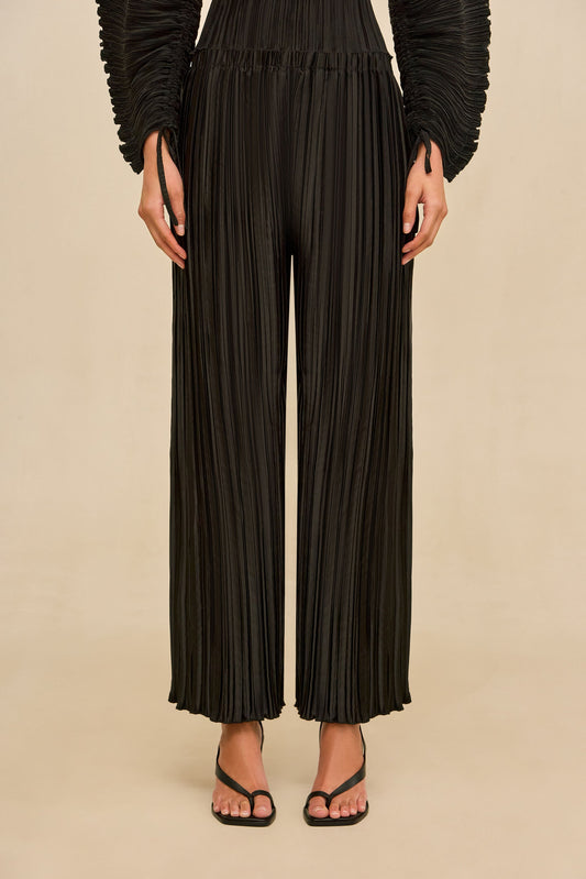 STACIE PANT - BLACK PLISSE
