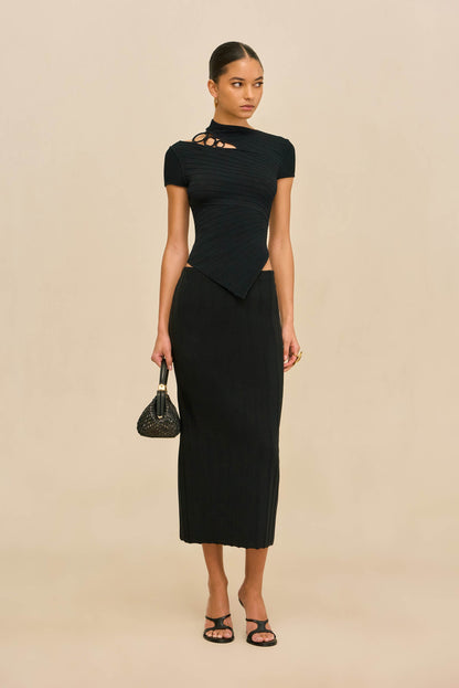 MARLINE KNIT SKIRT - BLACK