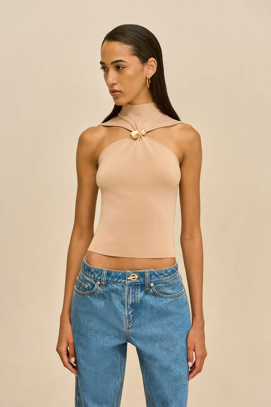 KATHERINE KNIT TOP - SESAME