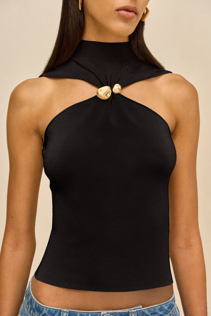 KATHERINE KNIT TOP - BLACK