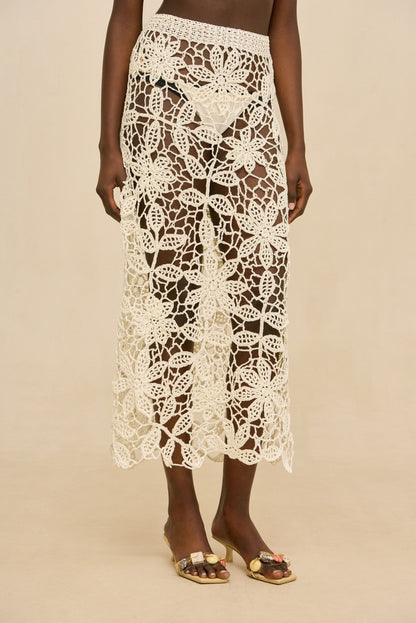 AMINA CROCHET SKIRT - WHITE