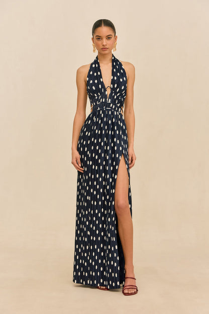 AASHVI GOWN - SMALL DOT DEEP LAKE