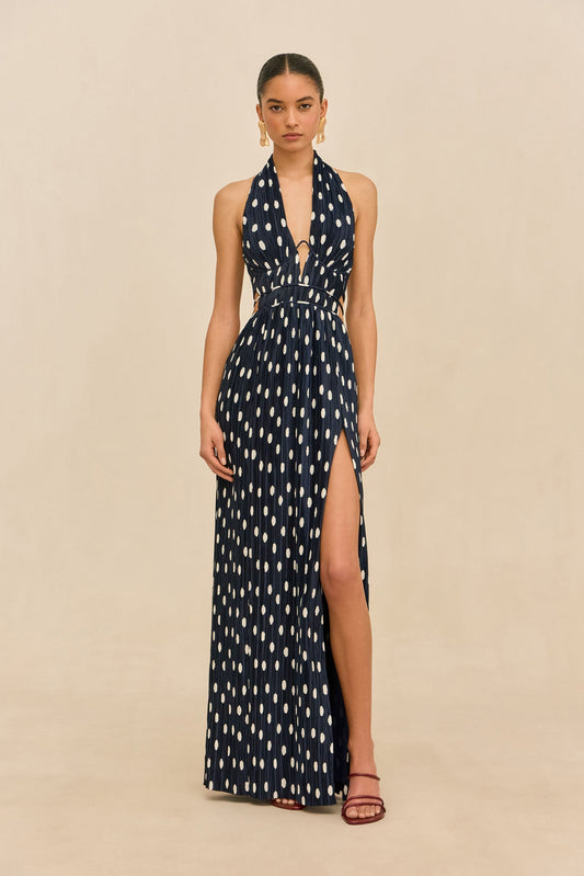 AASHVI GOWN - SMALL DOT DEEP LAKE