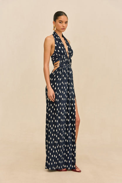 AASHVI GOWN - SMALL DOT DEEP LAKE