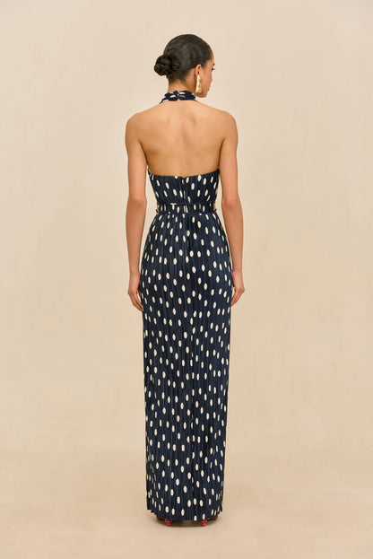 AASHVI GOWN - SMALL DOT DEEP LAKE