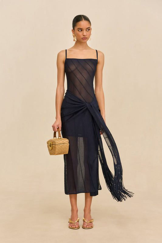 KORSA KNIT DRESS - DEEP LAKE