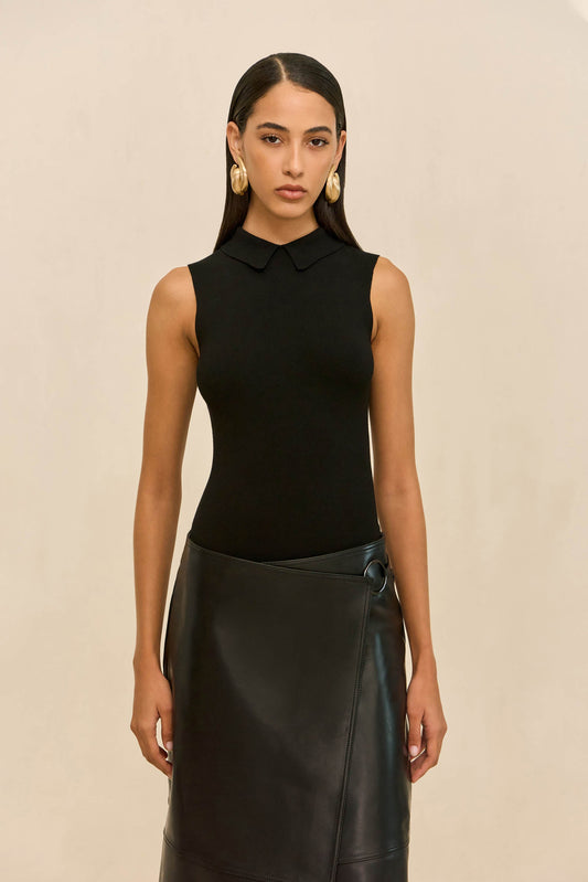 MYKO KNIT BODYSUIT - BLACK