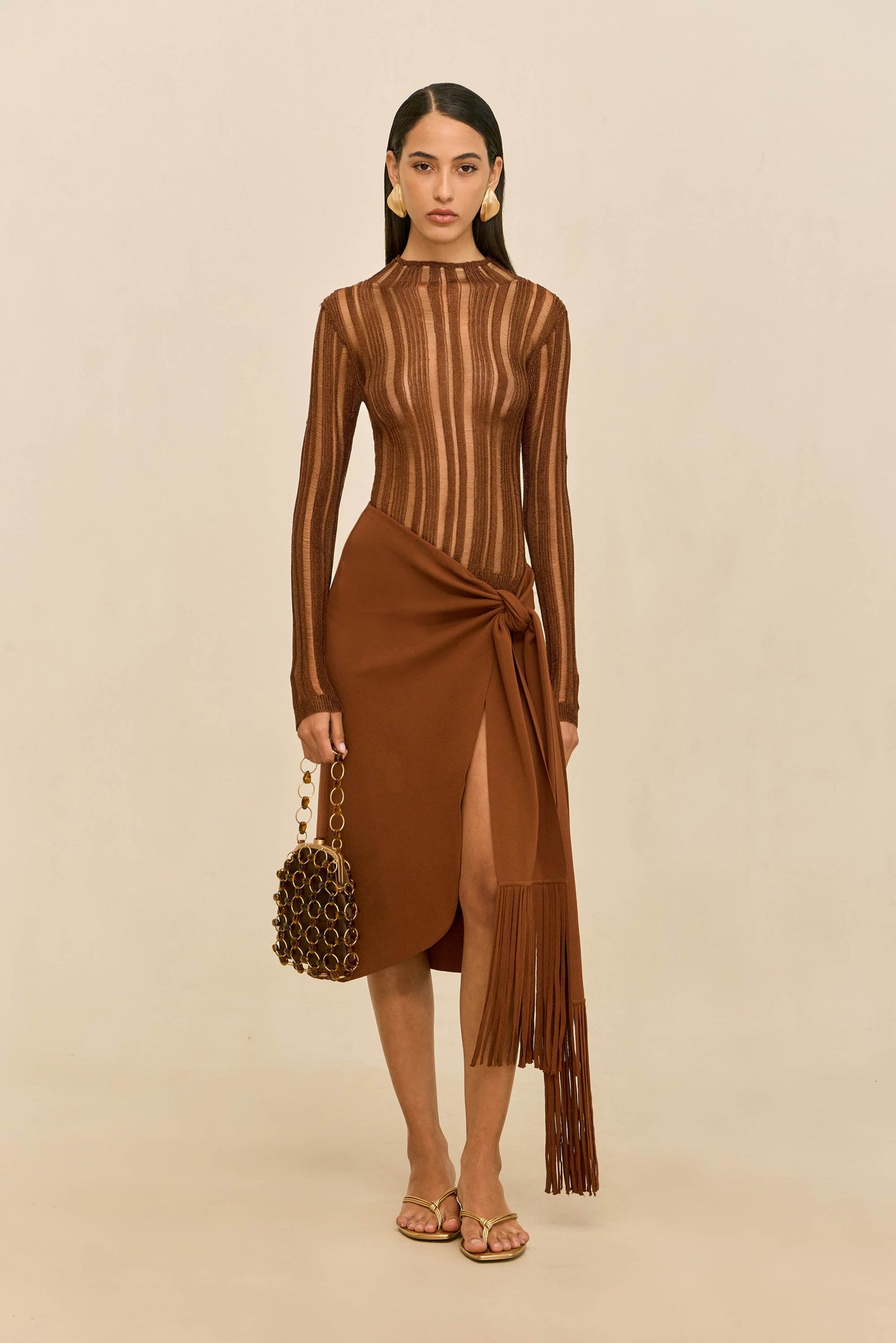 KYLA KNIT TOP - SADDLE