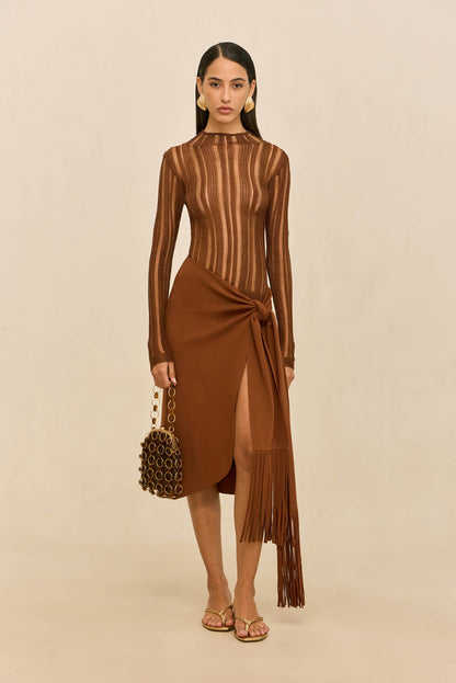 KYLA KNIT TOP - SADDLE