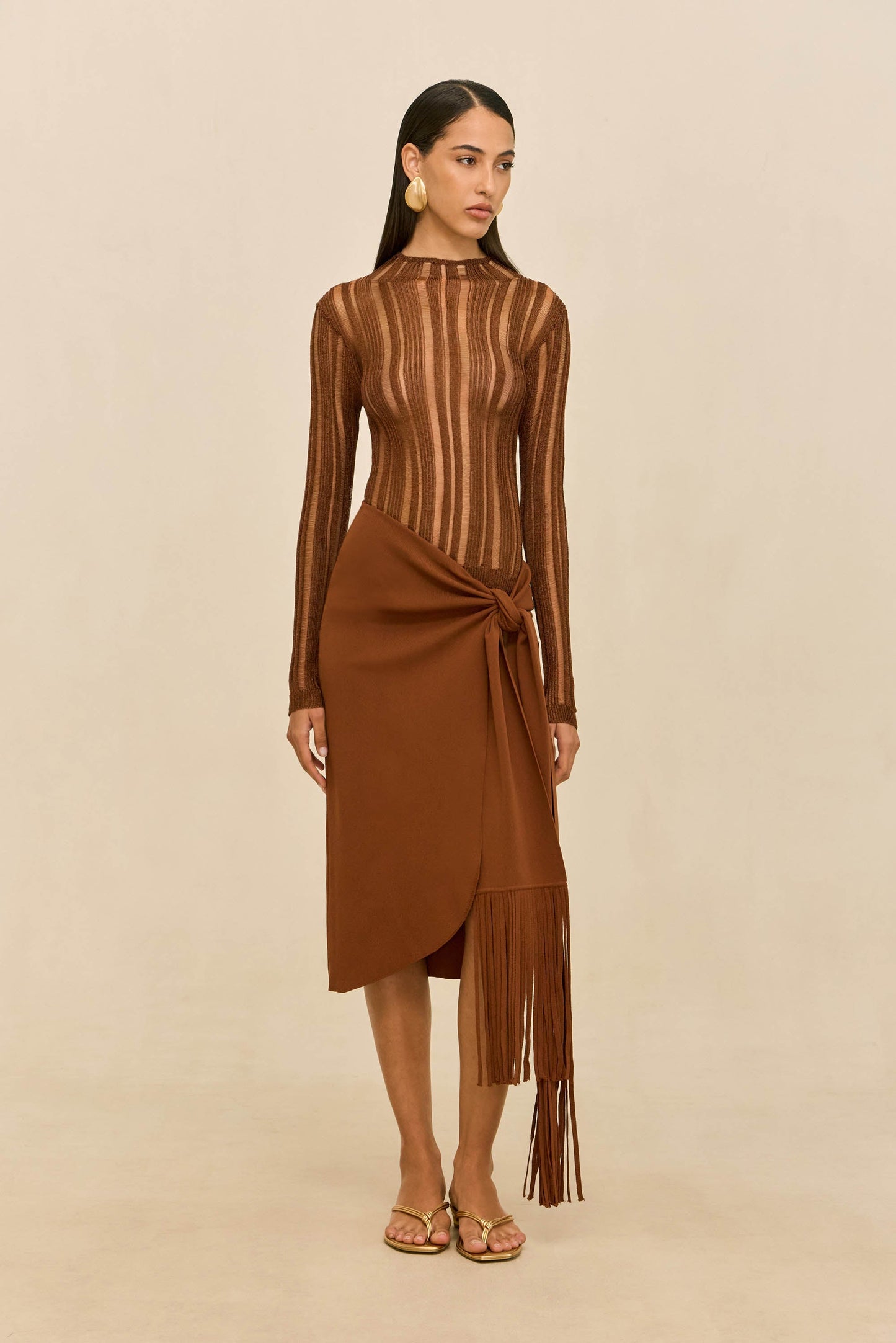 KYLA KNIT TOP - SADDLE