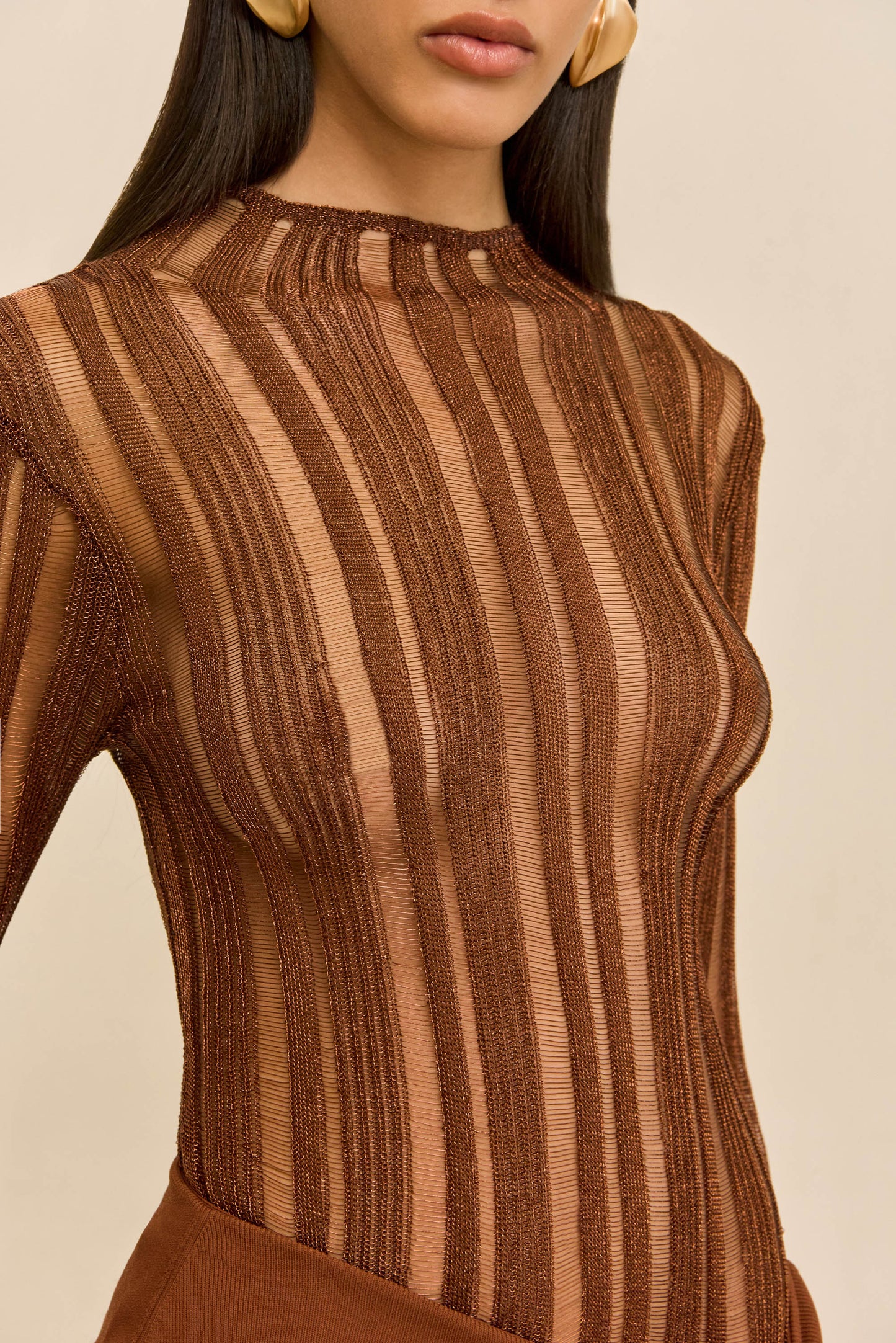 KYLA KNIT TOP - SADDLE