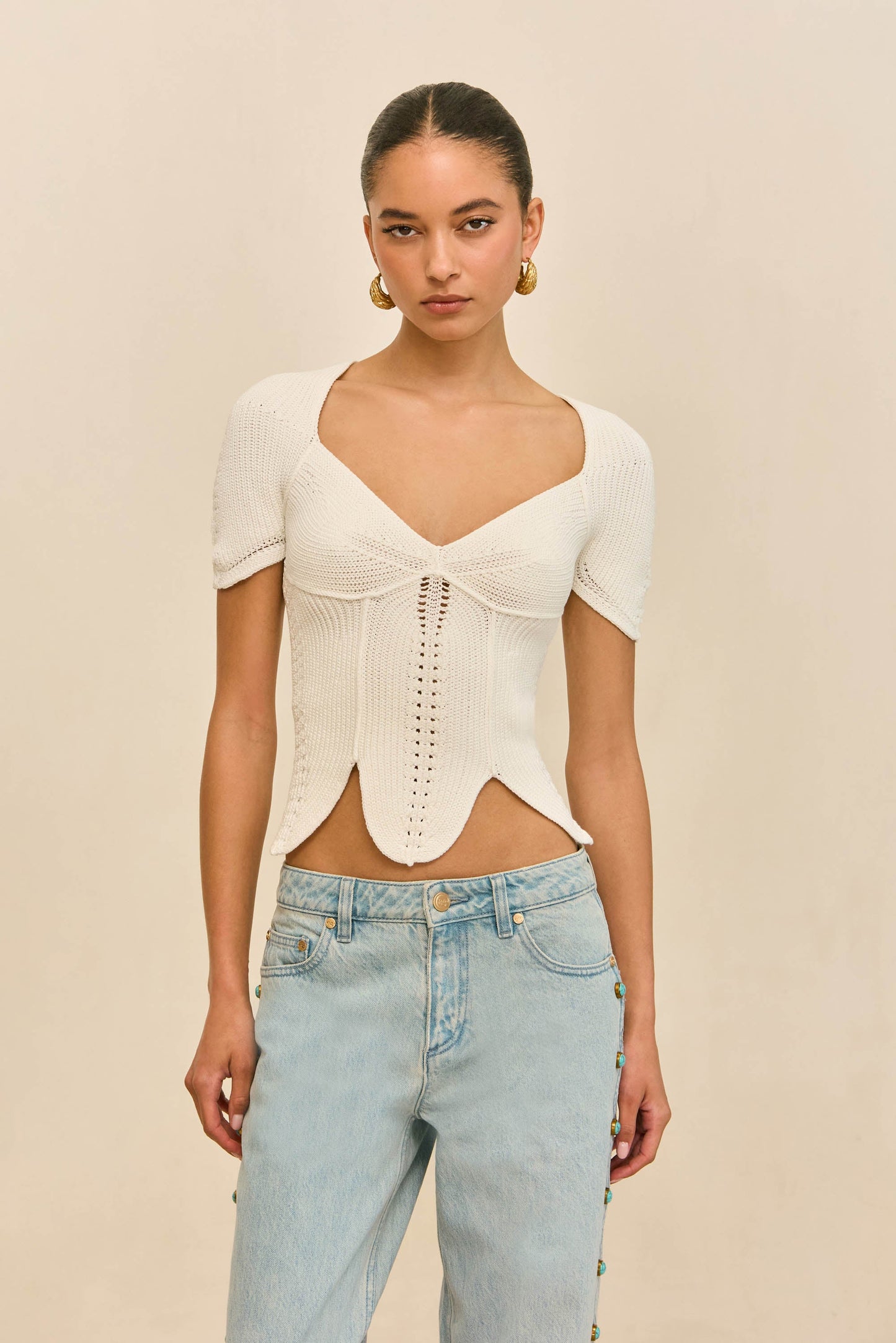 ELIZA KNIT TOP - OFF WHITE