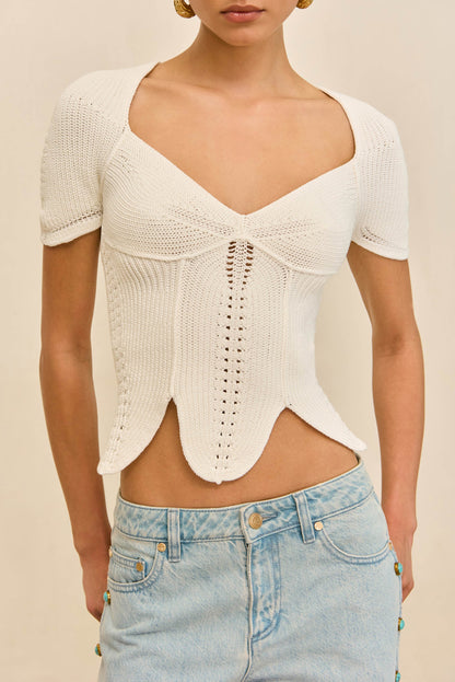 ELIZA KNIT TOP - OFF WHITE