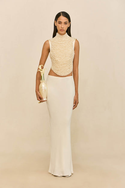 CHANTEL SKIRT - OFF WHITE CREPE