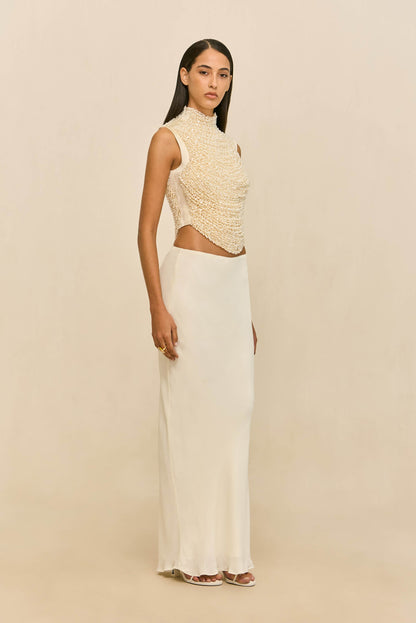 CHANTEL SKIRT - OFF WHITE CREPE