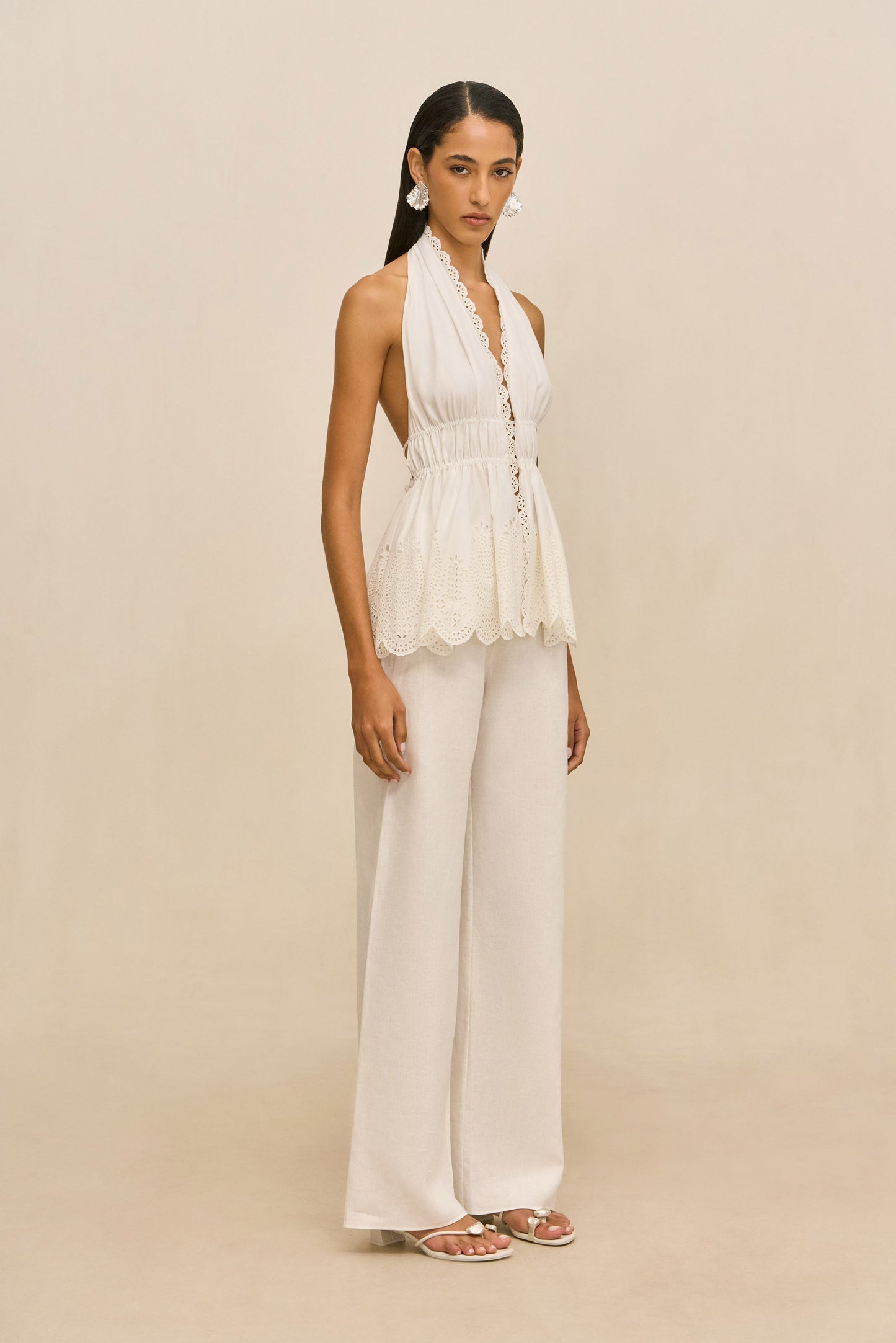 SARA PANT - OFF WHITE LINEN