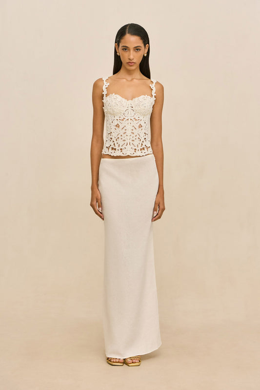 CHANTEL SKIRT - OFF WHITE LINEN