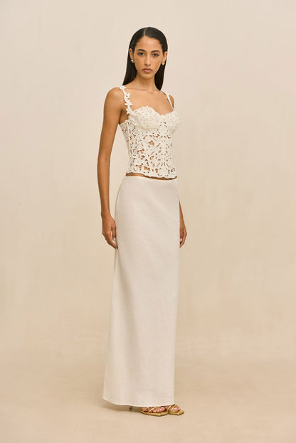 CHANTEL SKIRT - OFF WHITE LINEN