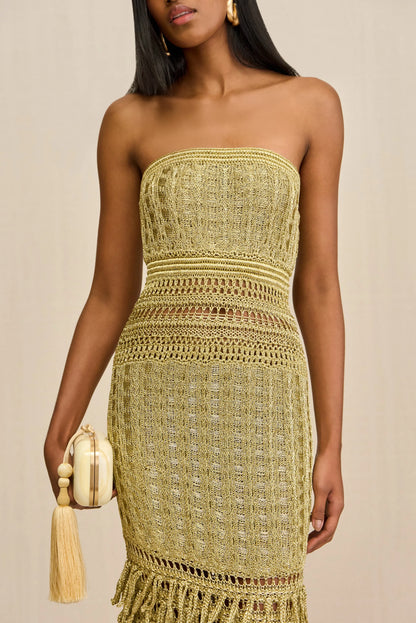 MORGAN CROCHET GOWN - GOLD