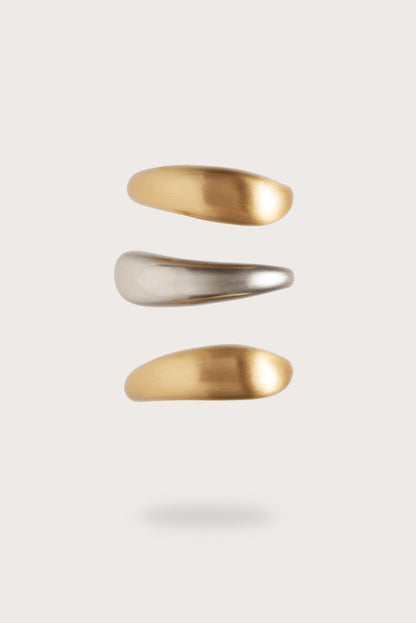 ANALEIA CUFF SET - BRUSHED BRASS & ANTIQUE SILVER