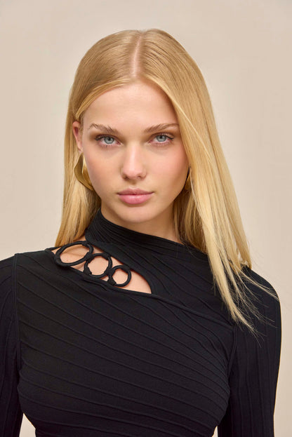 TAYLA KNIT TOP - BLACK
