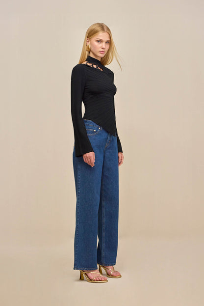 TAYLA KNIT TOP - BLACK