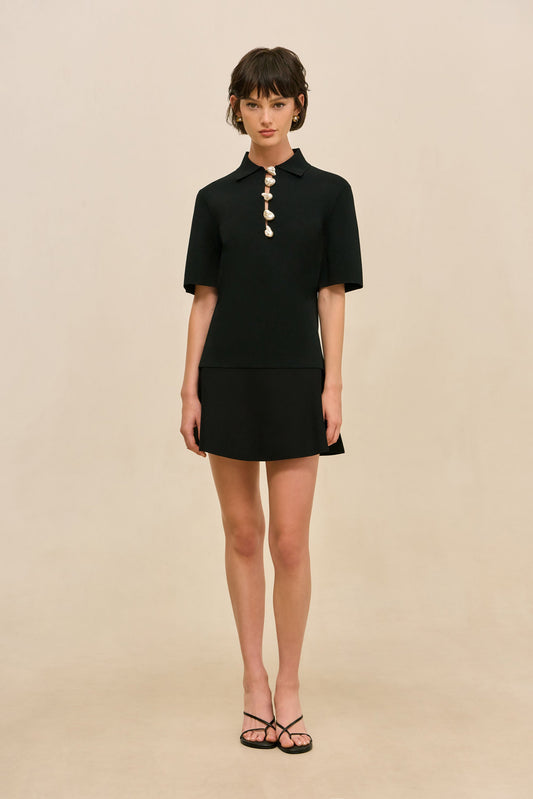 ROM KNIT SKIRT - BLACK