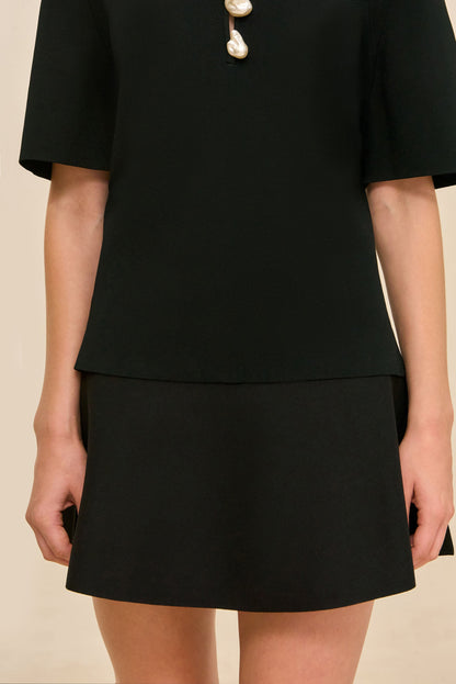 ROM KNIT SKIRT - BLACK