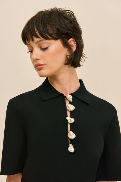 JAFFA KNIT TOP - BLACK