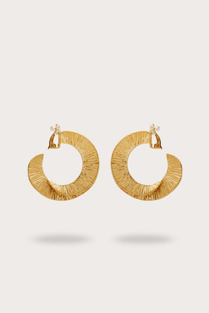 REN LARGE HOOP EARRING - BRUSHED BRASS