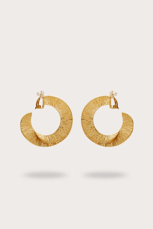 REN LARGE HOOP EARRING - BRUSHED BRASS