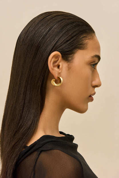 REN MINI HOOP EARRING - BRUSHED BRASS